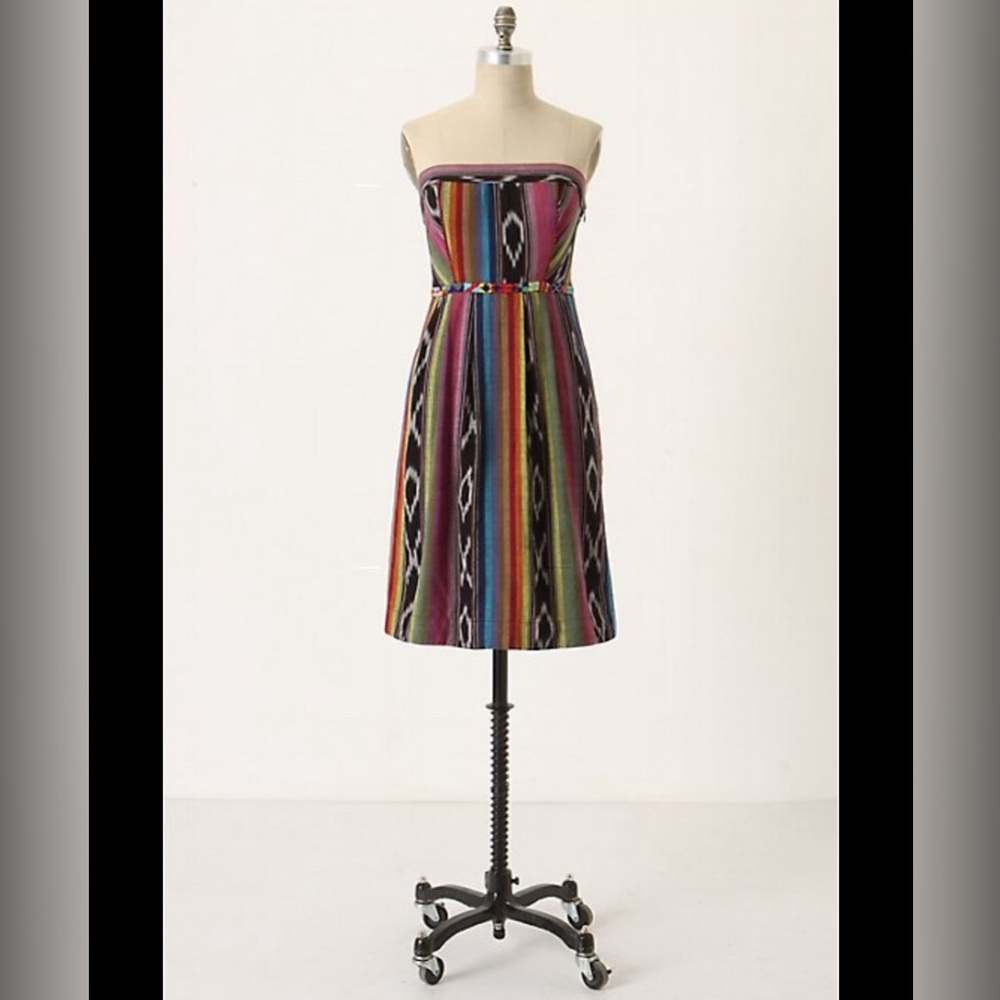 Anthropologie Edme & Esyllte pueblo ikat strapless dress sz 4